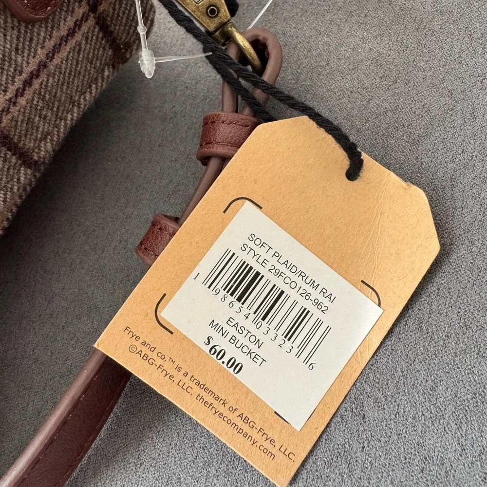 Frye & Co. Easton Mini Bucket Bag – Soft Plaid/Rum Raisin – NWT - Picture 4 of 8